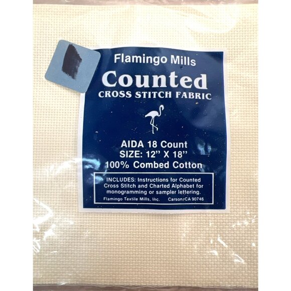 Flamingo Mills Counted Cross Stitch Fabric Aida 18 Count 12" X 18" 100% Combed C - Picture 1 of 2
